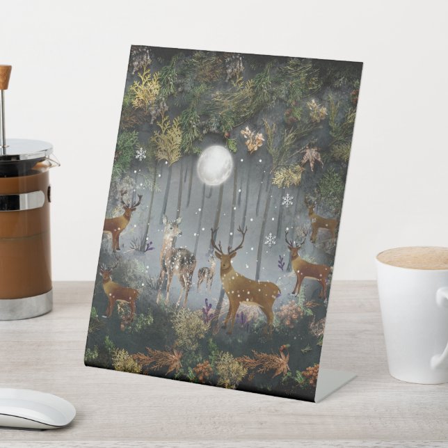 Liebliche Reindeer At Night Sockelschild (In SItu)