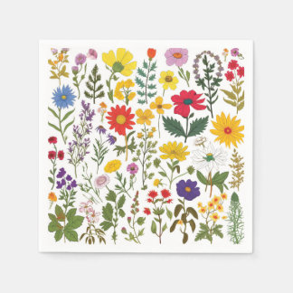 Liebliche Retro-Wildblumen der 60er Jahre, Serviette