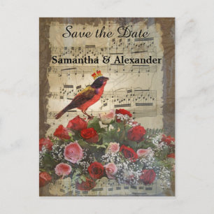 Liebliche romantische Vintage Collage Save the Dat Ankündigungspostkarte