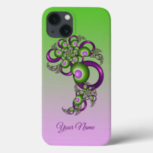 Liebliche rosa grüne Herzen Abstrakter Fraktal Nam Case-Mate iPhone Hülle