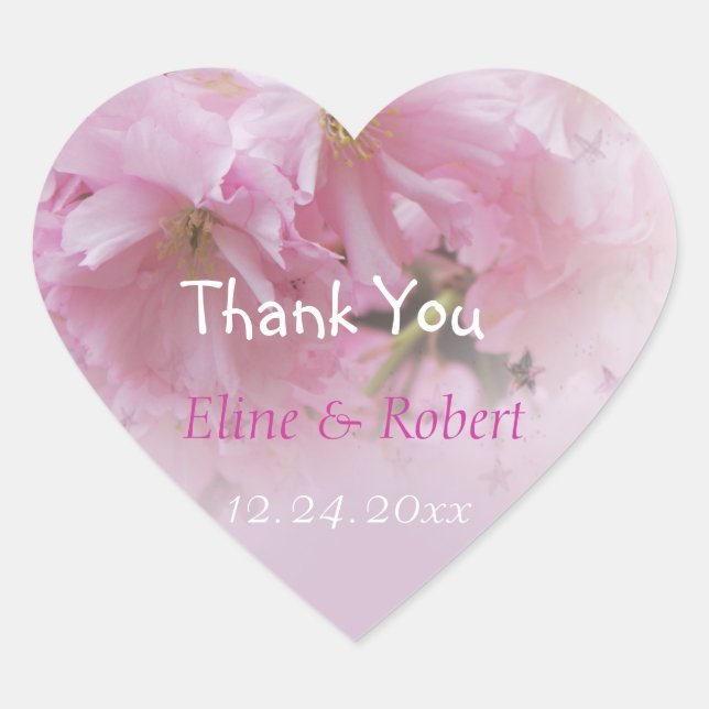 Liebliche rosa Kirschblüte Frühlingsfrühling Hochz Herz-Aufkleber (Vorderseite)