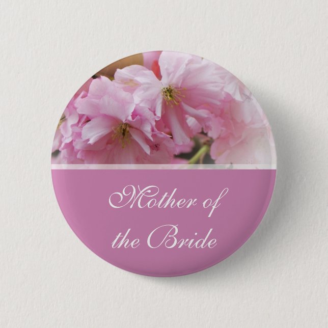 Liebliche Rosa Kirschblüte Frühlingsmutter Button (Vorderseite)
