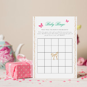 Liebliche rosa Rosenblume goldene Schleife Baby-Ei Einladung