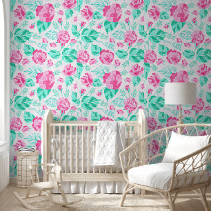 Liebliche rosa Rosenblume goldene Schleife Baby-Ei Tapete