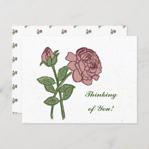 Liebliche Rose Blumenmuster Denken Sie an Sie! Postkarte