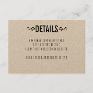 Liebliche rustikale Hochzeitsdetails Begleitkarte
