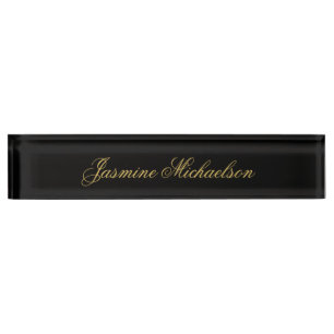 Liebliche Schicke Kalligrafie Name Schwarz & Gold Namensplakette