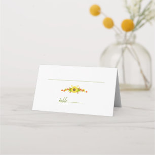 Liebliche Sonnenblumenhochzeit Platzkarte