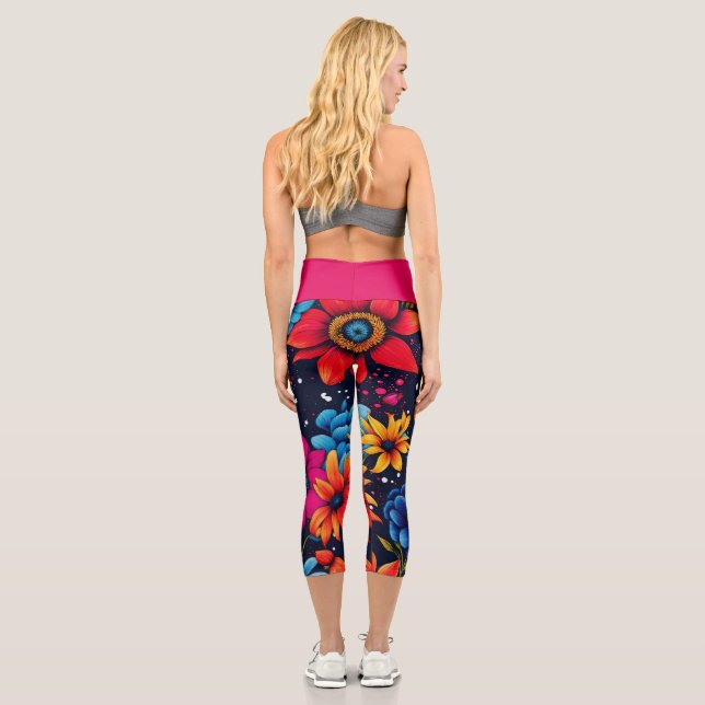 Liebliche süße Blume und Rose Capri Leggings (Rückseite)