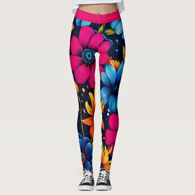 Liebliche süße Blume und Rose Leggings (Vorderseite)