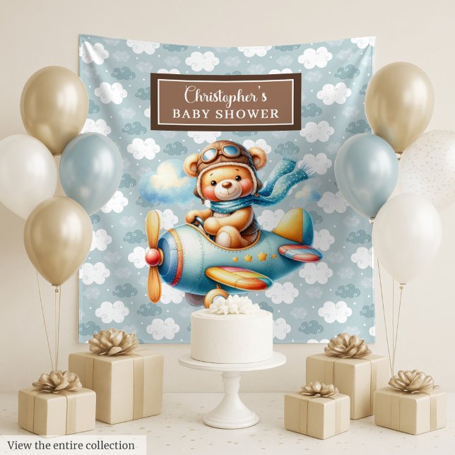 Liebliche Teddy-Bären-Pilot Personalisierte Party- Wandteppich (Lovely Teddy Bear Pilot Personalized Party Wall Tapestry)