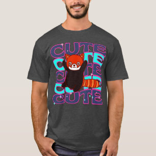 Liebliche Tiere Niedlich Red Panda Gray und Azure T-Shirt