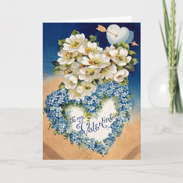 Liebliche Vintage Blume HerzValentinstag-Karte Feiertagskarte (Vorderseite)