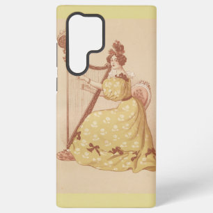 Liebliche Vintage Dame, die Musik auf Harfe spielt Samsung Galaxy Hülle