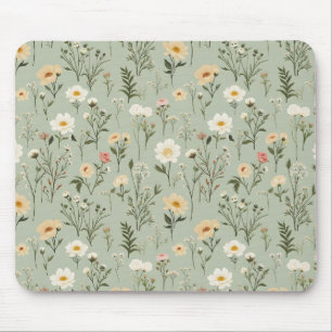 Liebliche Wiesenblumen auf Grün Mousepad