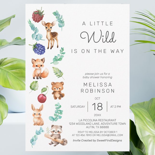 Liebliche Wildwaldjunge Babydusche Einladung (Lovely Wild Forest Baby Boy Shower Invitation)