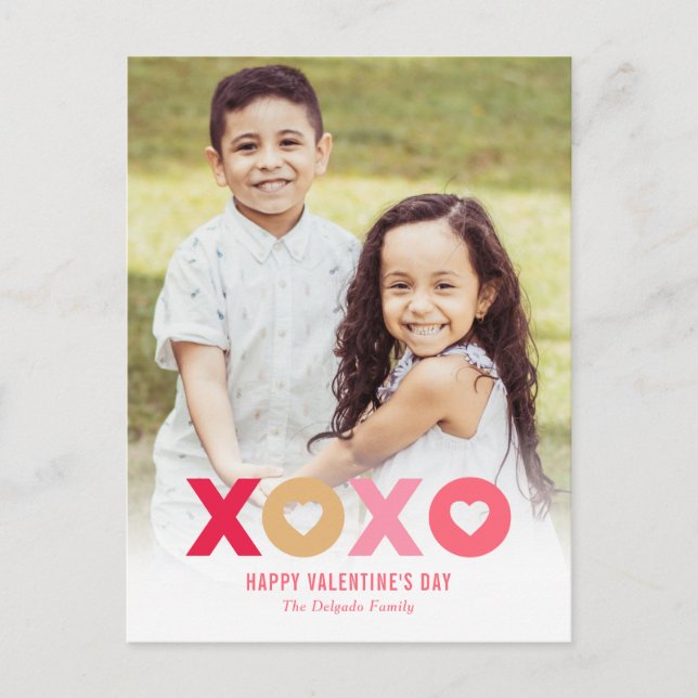 Liebliche XOXO Editable Color Valentine Postcard Postkarte (Vorderseite)