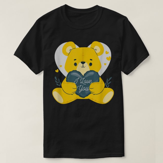 Lieblicher Bär mit Herz I Liebe Sie Valentine Gesc T-Shirt (Design vorne)