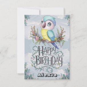 Lieblicher Boho Parrot Digital Geburtstag Karte
