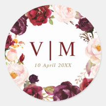 Lieblicher Bordeaux-Hochzeitsticker