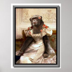 Lieblicher Chimp in Gown Poster