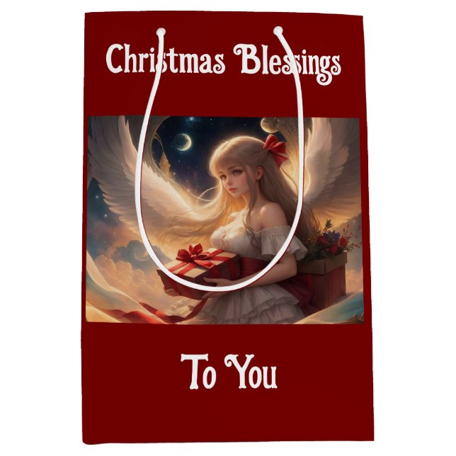 Lieblicher Engel mit Geschenktasche Mittlere Geschenktüte (Vorderseite)