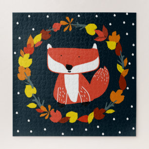 Lieblicher Fuchs auf einem farbenfrohen Hintergrun Puzzle