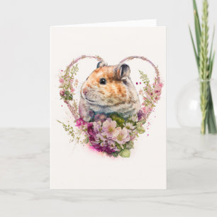 Lieblicher Hamster mit rosa Blume Valentinstag Feiertagskarte