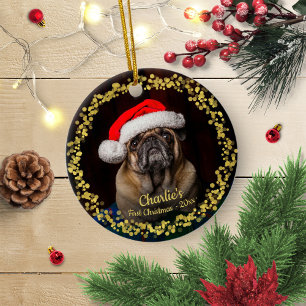 Lieblicher Hund Welpe Pet Erste Weihnachtsfeier Fo Keramik Ornament
