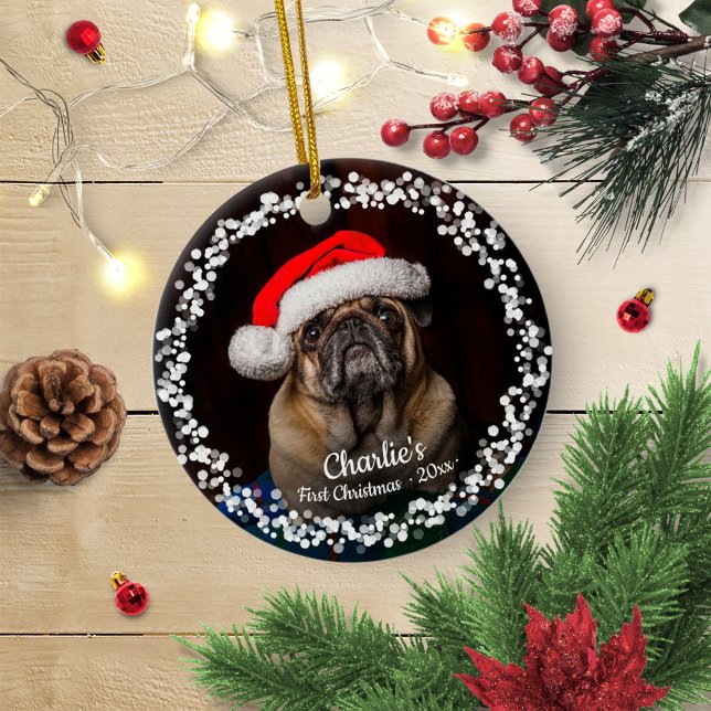 Lieblicher Hund Welpe Pet Erste Weihnachtsfeier Fo Keramik Ornament (Von Creator hochgeladen)