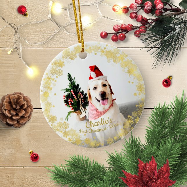 Lieblicher Hund Welpe Pet Erste Weihnachtszeit Ein Keramik Ornament (Von Creator hochgeladen)