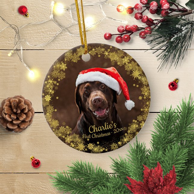 Lieblicher Hund Welpe Pet Erste Weihnachtszeit Ein Keramik Ornament (Von Creator hochgeladen)