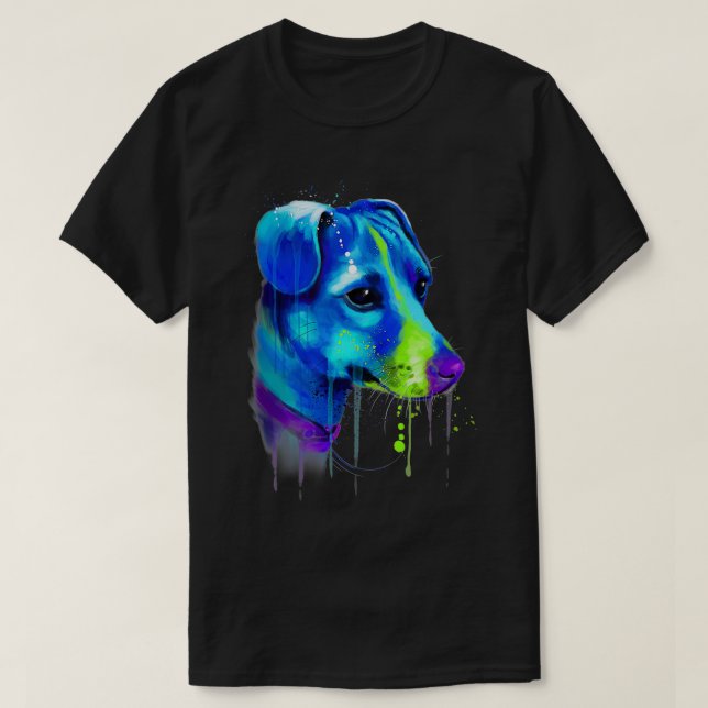 Lieblicher Jack Russell Abstrakt, Aquarellmalerei T-Shirt (Design vorne)