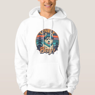 Lieblicher Junge Cool Vintag Retro Husky Welpe Hoodie