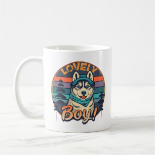 Lieblicher Junge Cool Vintag Retro Husky Welpe Kaffeetasse