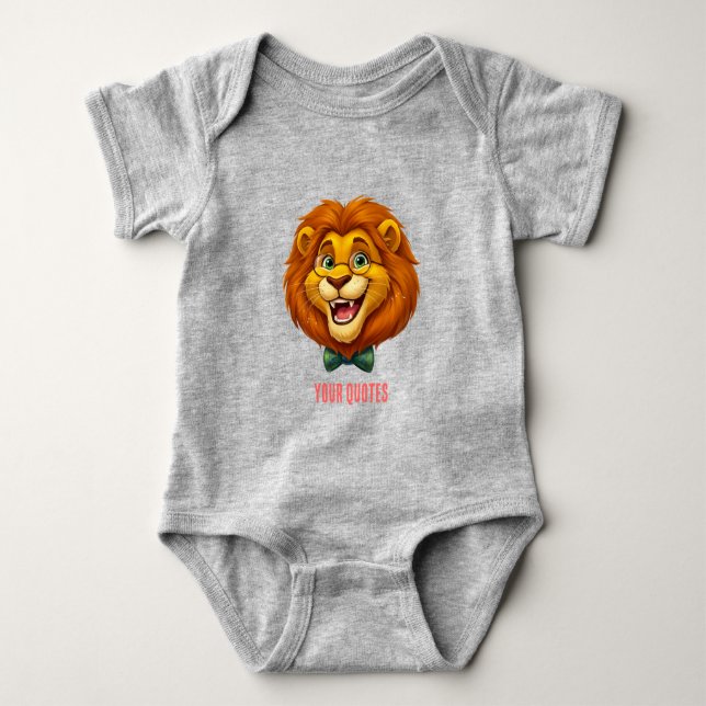 Lieblicher Löwenmaskottchen mit Fliege für Kinder Baby Strampler (Vorderseite)