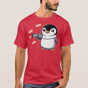 Lieblicher Pinguin mit Pistol und Herz T-Shirt