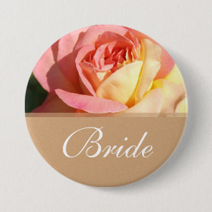 Lieblicher rosa-gelber Hochzeitsknopf für Braut Button