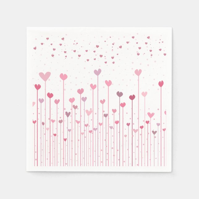 Lieblicher rosa Herzchen Valentinstag | Napkin Serviette (Vorderseite)