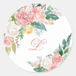 Lieblicher Rosa-Pony-Monogram-Aufkleber Runder Aufkleber
