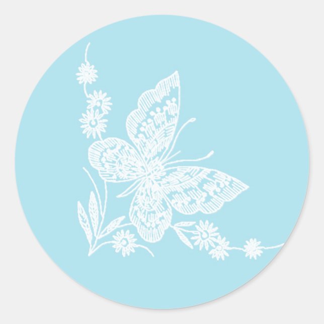 Lieblicher Schmetterling Hochzeitskleber Runder Aufkleber (Vorderseite)