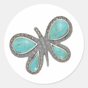 Lieblicher Silberschmetterling Hochzeitskleber Runder Aufkleber