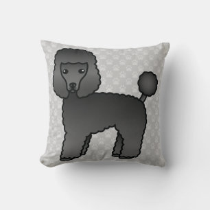 Lieblicher Spielzeug Poodle Hund in schwarzer Coat Kissen