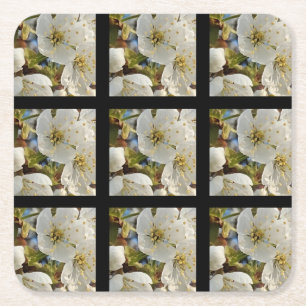 Lieblicher Springflower Grid Rechteckiger Pappuntersetzer