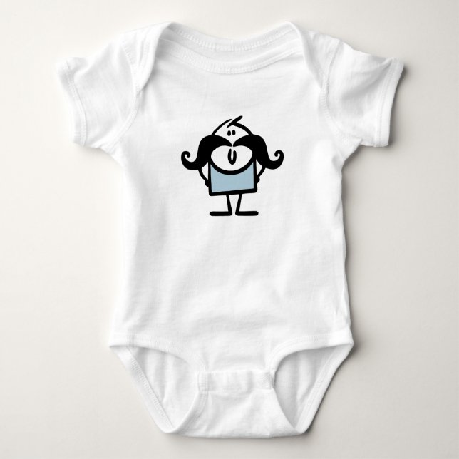 Lieblicher Stick mit Schnurrbart Baby Strampler (Vorderseite)