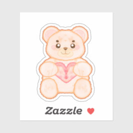 Lieblicher Valentintagsbär mit rotem Herzen Aufkleber