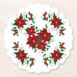 Lieblicher Weihnachts-Rote Blume Paper Untersetzer