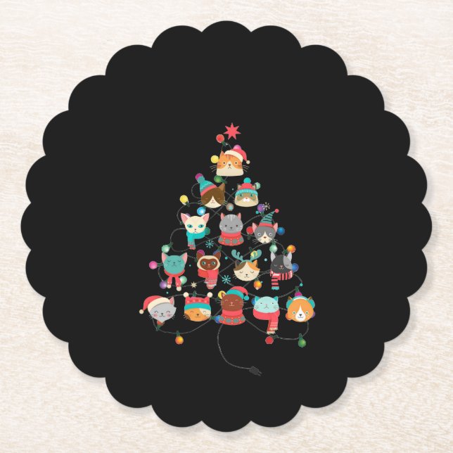Lieblicher Weihnachtsbaum der Katze, gedeckt von h Untersetzer (Vorderseite)