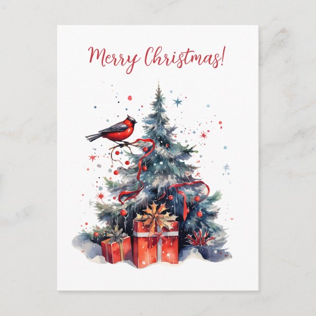 Lieblicher Weihnachtsbaum mit Bird Graphic Postkarte (Vorderseite)