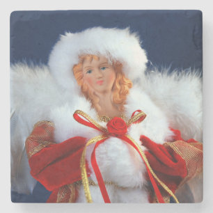 Lieblicher Weihnachtsengel-Druck Steinuntersetzer